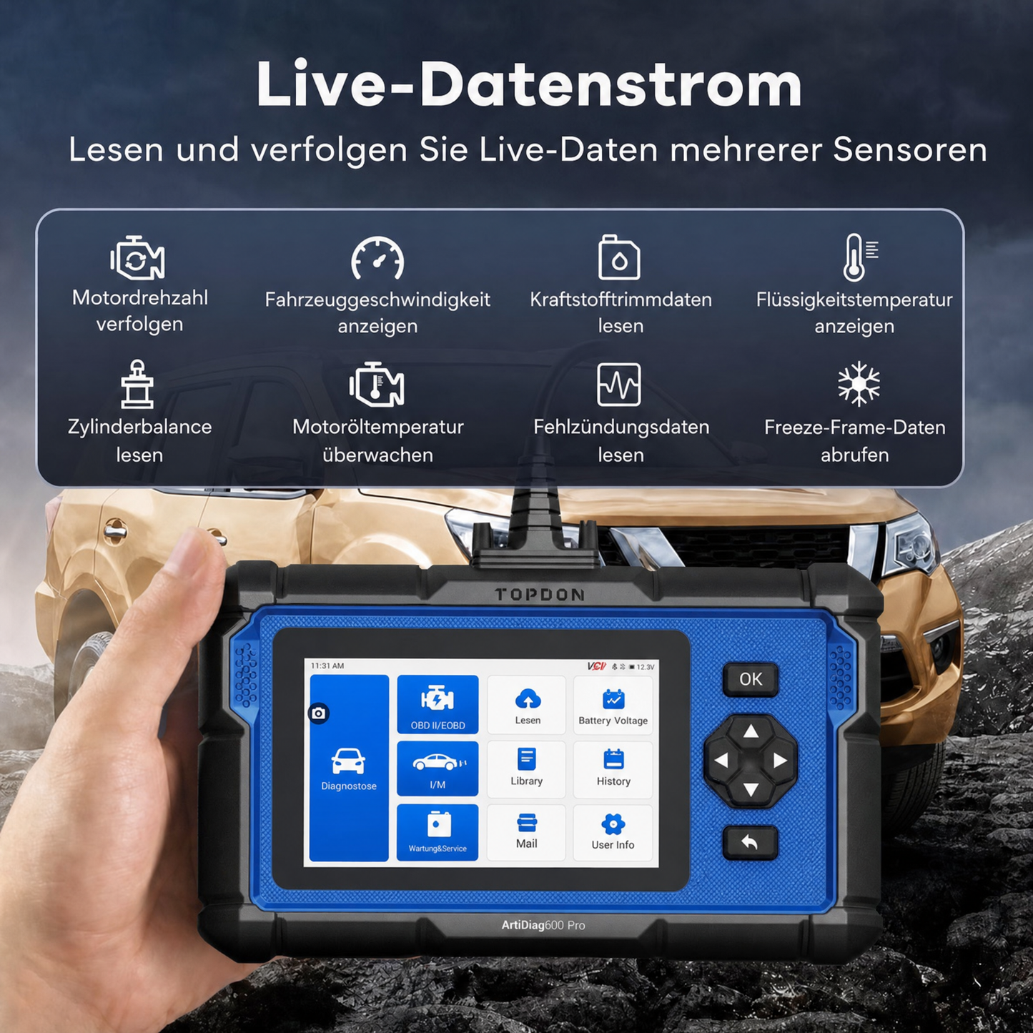 Multifunktionaler OBD2-Diagnosescanner für Fahrzeugmotoren