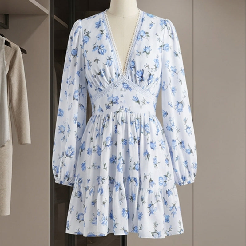 🎉Zeitlich begrenzter Rabatt! 🎉Romantisches Sommerkleid für Damen🌸 | Blumendruck & Laternenärmel | Schmeichelnd & Bequem🎀💃