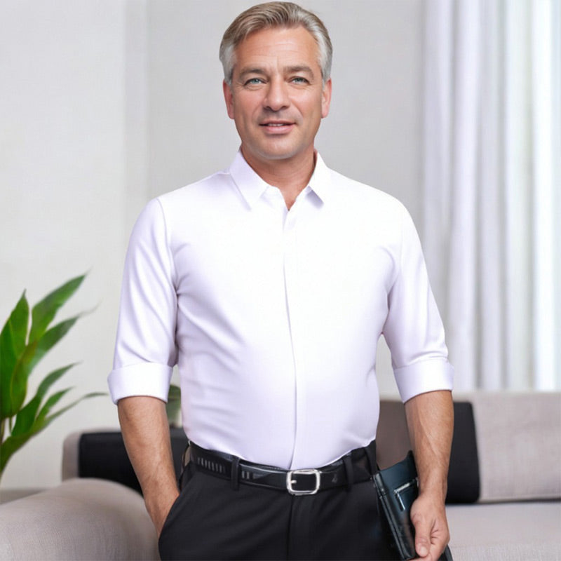 📢📢50 % RABATT !! ⏰👔 Herren Stretchhemd – Knitterfrei und bequem