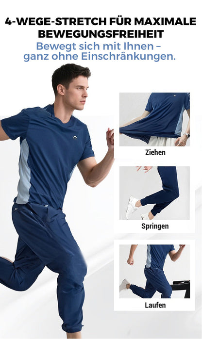 💎👕 50% RABATT! Zweiteiliges Sport-Set für Herren – Kurzarm-T-Shirt & Lange Hose | Atmungsaktiv, bequem & ideal für Training oder Freizeit 🏃‍♂️