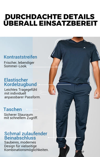 💎👕 50% RABATT! Zweiteiliges Sport-Set für Herren – Kurzarm-T-Shirt & Lange Hose | Atmungsaktiv, bequem & ideal für Training oder Freizeit 🏃‍♂️