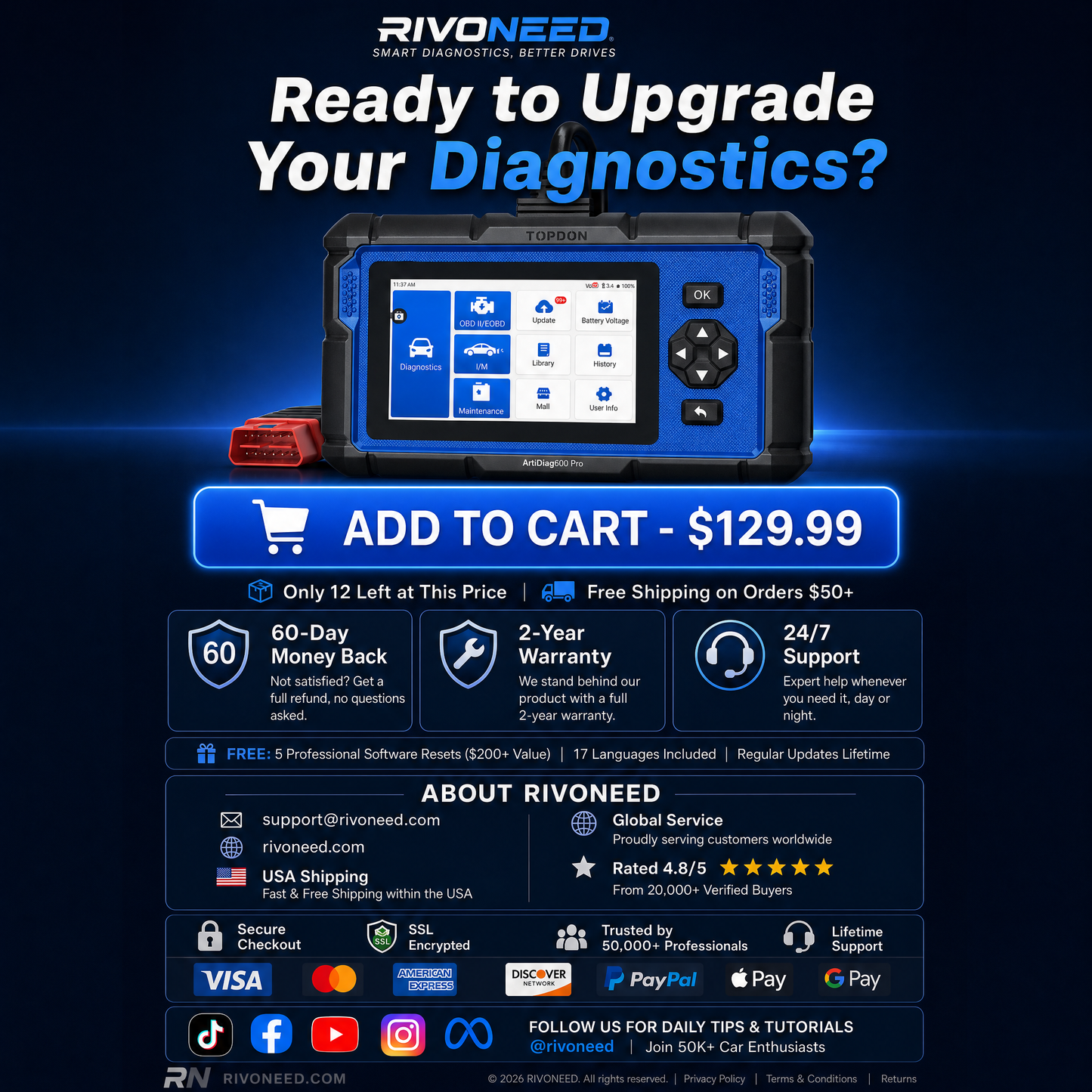 Multifunktionaler OBD2-Diagnosescanner für Fahrzeugmotoren