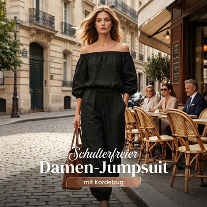 🖤 40% RABATT! Damen Off-Shoulder Jumpsuit aus Leinen – Lässig, elegant & für jeden Tag!