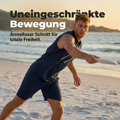 👕 BEFRISTET 55% RABATT! ✨ Herren Leinen-Set – Ärmelloses Top mit Schnürung, Shorts, 7 Farben ☀️