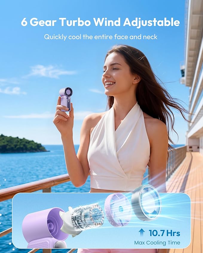🌀Nur 13.98€ diesen Sommer!!!💨Mini-Handventilator mit LED-Anzeige –👍5-stufiger Turbo-Ventilator im Taschenformat.✨Über USB aufladbar, schnelle Kühlung für Reisen und beim Schminken. Das perfekte Geschenk.  Tragbare Kühlung