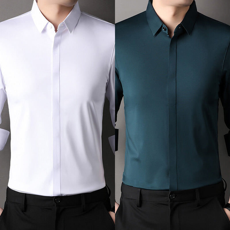 📢📢50 % RABATT !! ⏰👔 Herren Stretchhemd – Knitterfrei und bequem