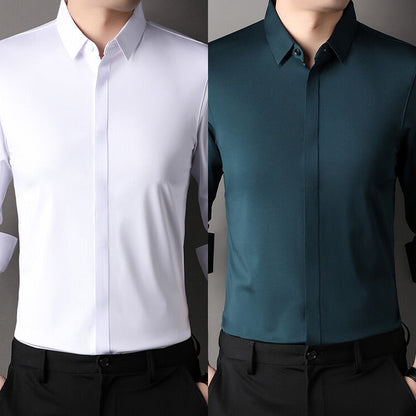 📢📢50 % RABATT !! ⏰👔 Herren Stretchhemd – Knitterfrei und bequem