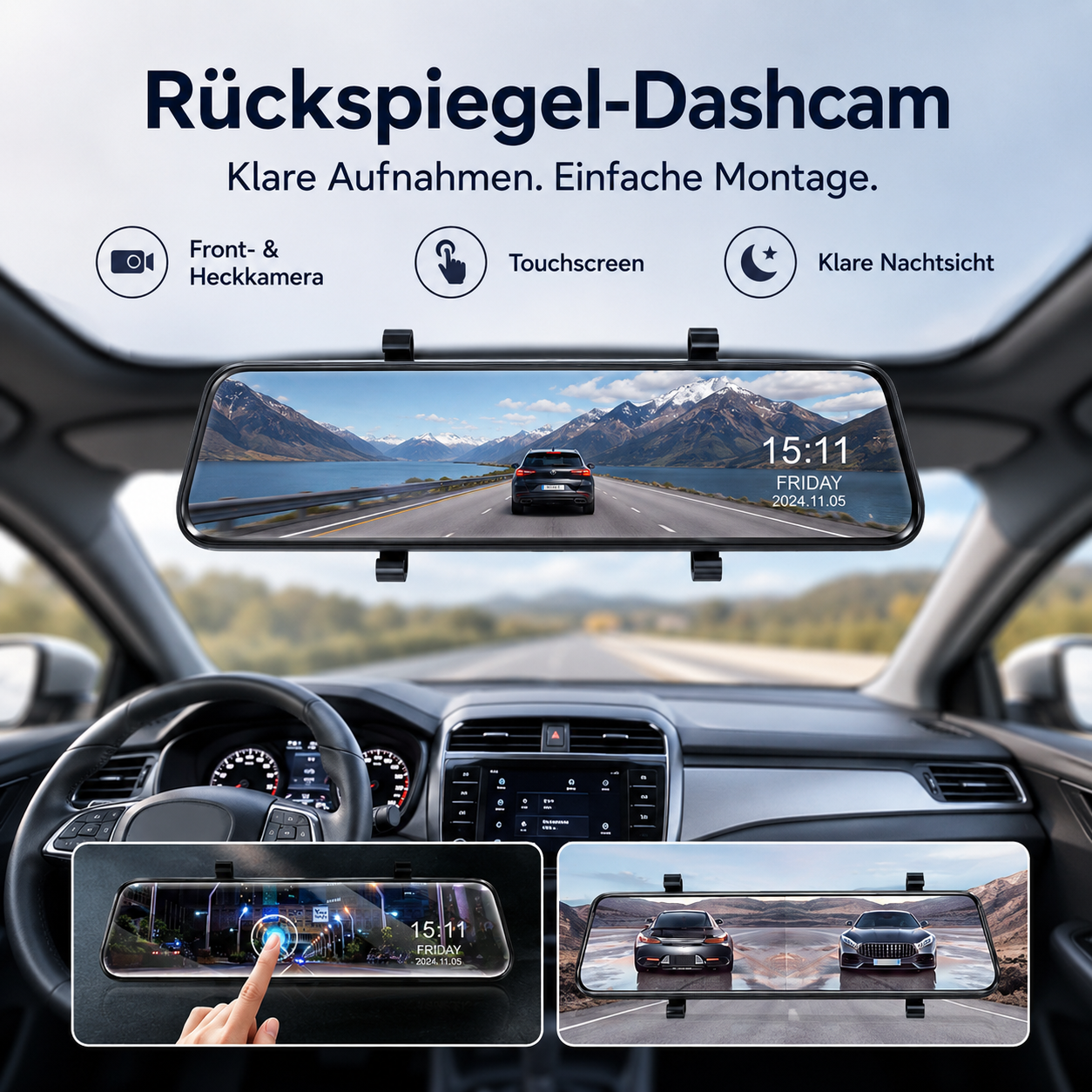 🚗💥 50% RABATT! Rückspiegel-Dashcam – Klare Aufnahmen, einfache Montage & extra Sicherheit für dein Auto 🔥✨