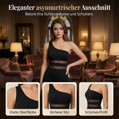 🌞Sommer-Sonderangebot – 60 % Rabatt!!🌿✨🔥One-Shoulder Jumpsuit mit weitem Bein und Netzeinsatz