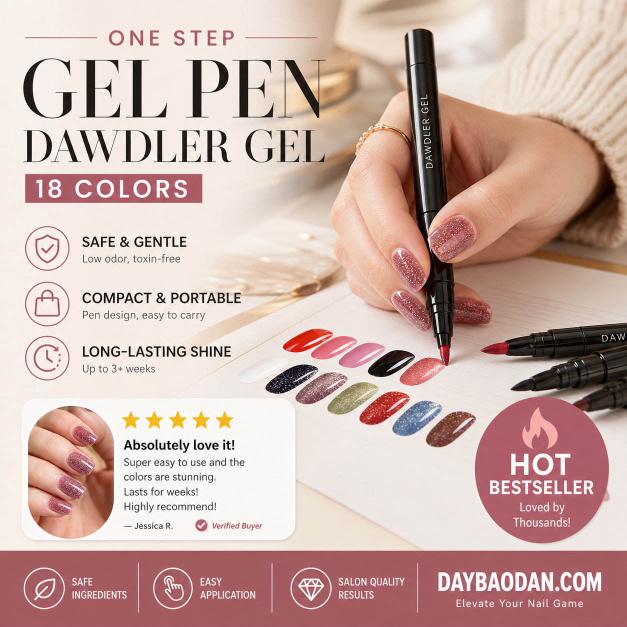 💅✨ 1 KAUFEN, 1 GRATIS! Ein-Schritt-Nagellackstift – Inkl. kostenloser Mini-UV-Nagellampe – Schnell trocknend & deckend – Perfekt für schnelle Maniküre zu Hause 🎁