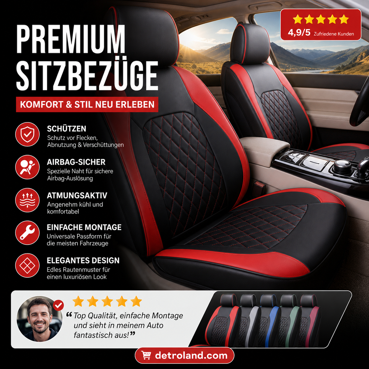 🚗✨ 50% RABATT! 9-teiliges Leder-Autositzbezug-Set – Universelle Passform, Atmungsaktiv & Leicht zu Reinigen für perfekten Innenraum 🛋️