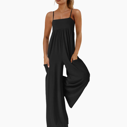 Lässiger Strand-Overall mit Riemchen und weitem Bein