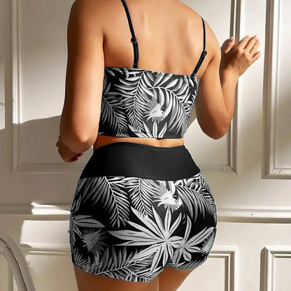 Damen bedrucktes zweiteiliges Badeanzug-Set