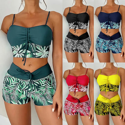 Damen bedrucktes zweiteiliges Badeanzug-Set