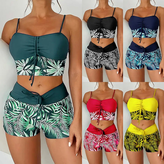 Damen bedrucktes zweiteiliges Badeanzug-Set