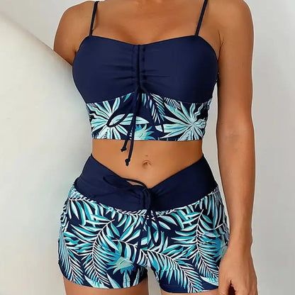 Damen bedrucktes zweiteiliges Badeanzug-Set