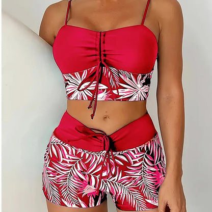 Damen bedrucktes zweiteiliges Badeanzug-Set