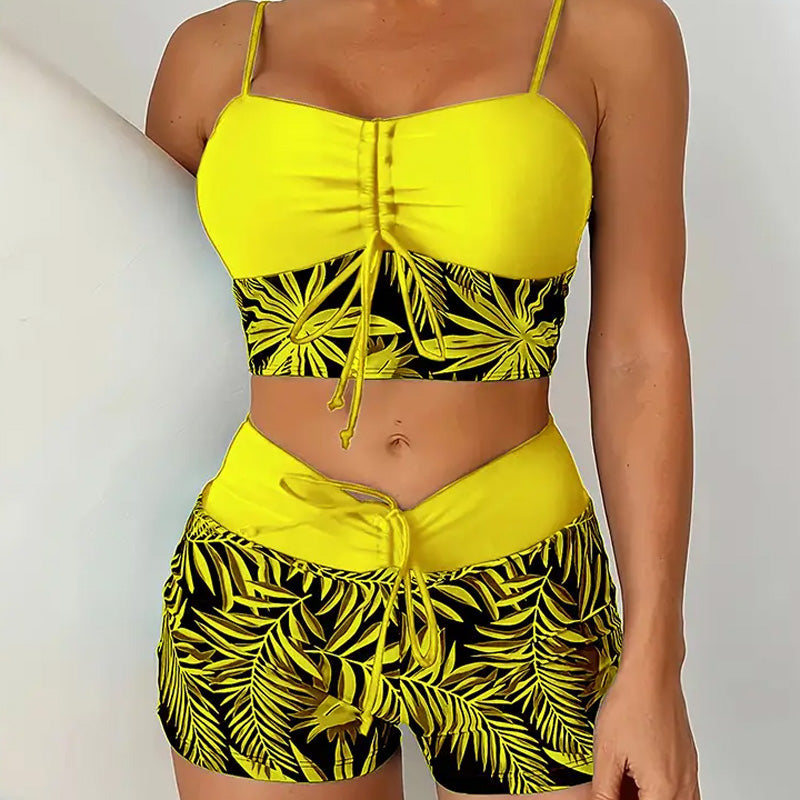 Damen bedrucktes zweiteiliges Badeanzug-Set