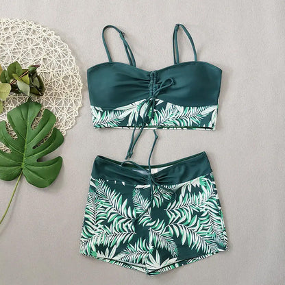 Damen bedrucktes zweiteiliges Badeanzug-Set