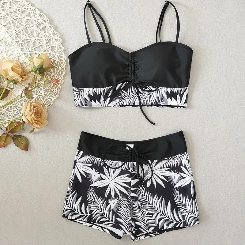 Damen bedrucktes zweiteiliges Badeanzug-Set