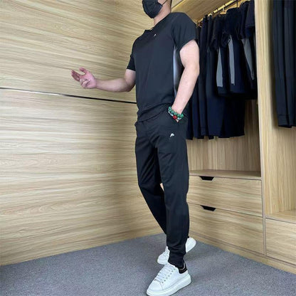 💎👕 50% RABATT! Zweiteiliges Sport-Set für Herren – Kurzarm-T-Shirt & Lange Hose | Atmungsaktiv, bequem & ideal für Training oder Freizeit 🏃‍♂️