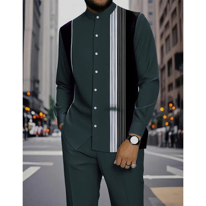 👔 51% RABATT! 🔥 Gestreiftes Herrenhemd & Hose 2-teiliges Set – Stilvoll, Bequem & Perfekt Für Einen Lässigen Look 👖