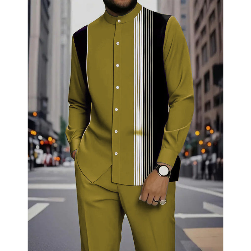 👔 51% RABATT! 🔥 Gestreiftes Herrenhemd & Hose 2-teiliges Set – Stilvoll, Bequem & Perfekt Für Einen Lässigen Look 👖