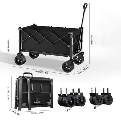 📢 50% RABATT! 🛒 Faltbarer Transportwagen mit Rädern 🌿 Stabiler Stahlrahmen & 80 kg Traglast für Garten, Camping und Strand