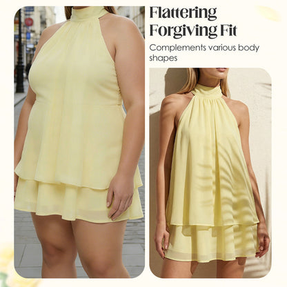 👗🌊 50% RABATT! Leicht fließendes Trägerkleid mit Wickeloptik & ausgestelltem Saum – Perfekt für Sommerpartys & Strand ✨