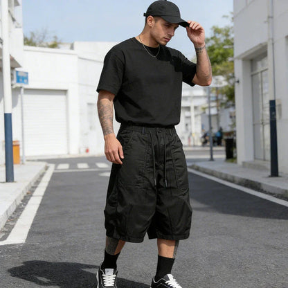 👖 Herren-Caprihose in Übergröße – Weites Bein, lockere Passform, Kordelzug im Bund und große Taschen ✨