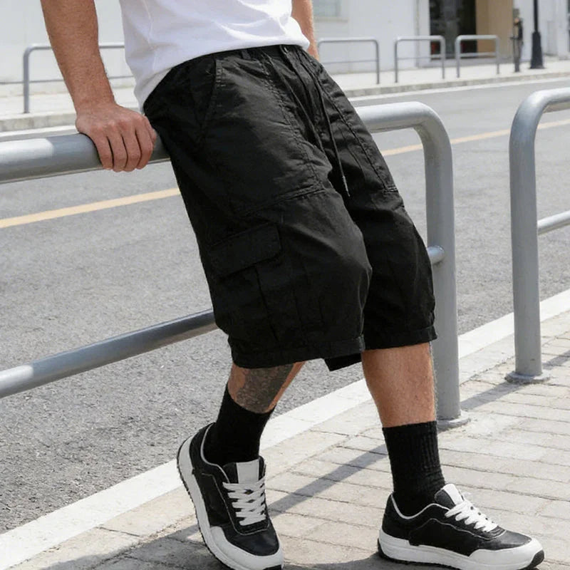 👖 Herren-Caprihose in Übergröße – Weites Bein, lockere Passform, Kordelzug im Bund und große Taschen ✨
