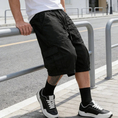 👖 Herren-Caprihose in Übergröße – Weites Bein, lockere Passform, Kordelzug im Bund und große Taschen ✨