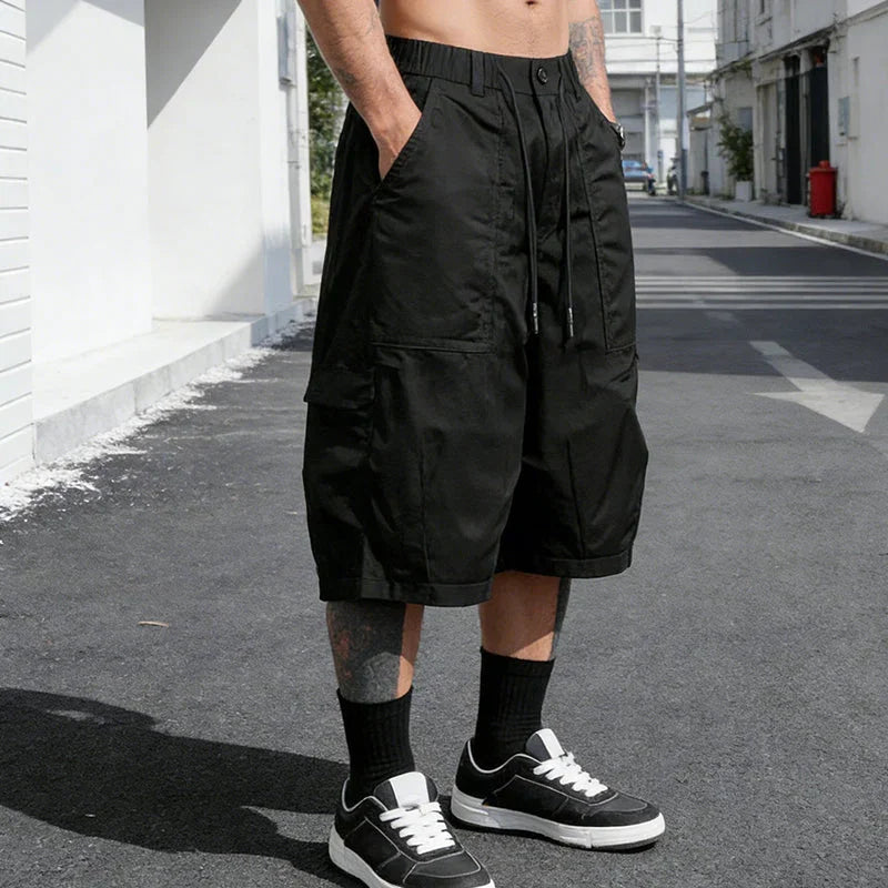 👖 Herren-Caprihose in Übergröße – Weites Bein, lockere Passform, Kordelzug im Bund und große Taschen ✨