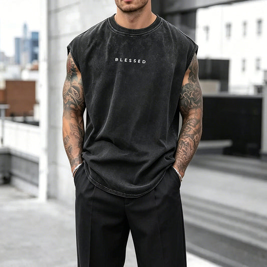 🔥 50% RABATT ✨ Herren Vintage Tanktop im Acid-Wash-Look 🎽 lässig, maskulin & perfekt für heiße Sommertage ☀️