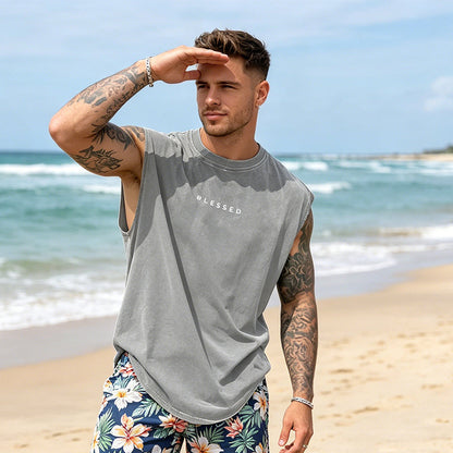 🔥 50% RABATT ✨ Herren Vintage Tanktop im Acid-Wash-Look 🎽 lässig, maskulin & perfekt für heiße Sommertage ☀️