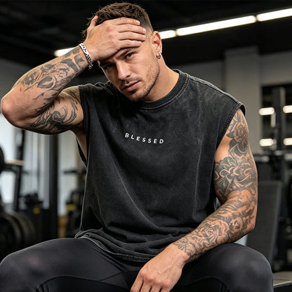 🔥 50% RABATT ✨ Herren Vintage Tanktop im Acid-Wash-Look 🎽 lässig, maskulin & perfekt für heiße Sommertage ☀️