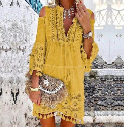 👗🔥 50% RABATT ☀️ Damen Sommerkleid aus Baumwolle & Leinen 🌿 mit Stickerei – luftig, elegant & UV-schützend ✨