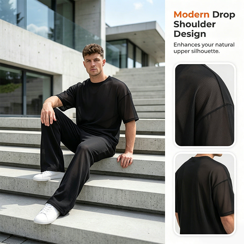 🎁Neuheiten 2026 – 50 % reduziert!💥 Herren-T-Shirt & weite Hose, 2-teiliges Set