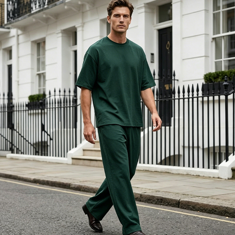 🎁Neuheiten 2026 – 50 % reduziert!💥 Herren-T-Shirt & weite Hose, 2-teiliges Set