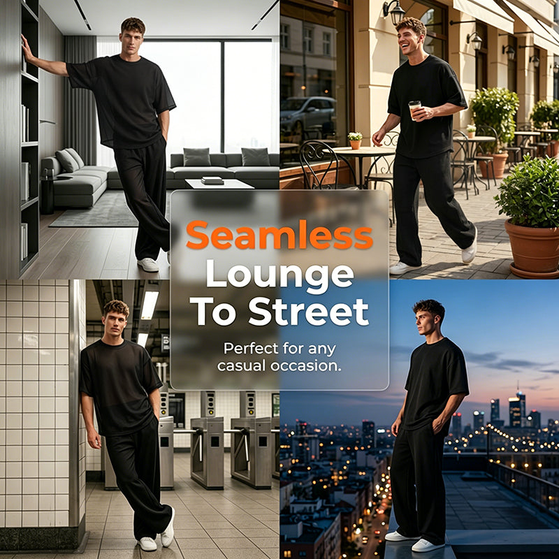 🎁Neuheiten 2026 – 50 % reduziert!💥 Herren-T-Shirt & weite Hose, 2-teiliges Set
