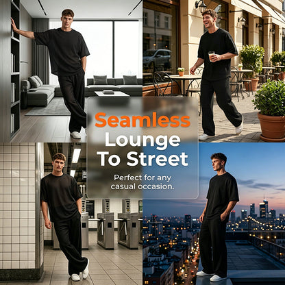 🎁Neuheiten 2026 – 50 % reduziert!💥 Herren-T-Shirt & weite Hose, 2-teiliges Set