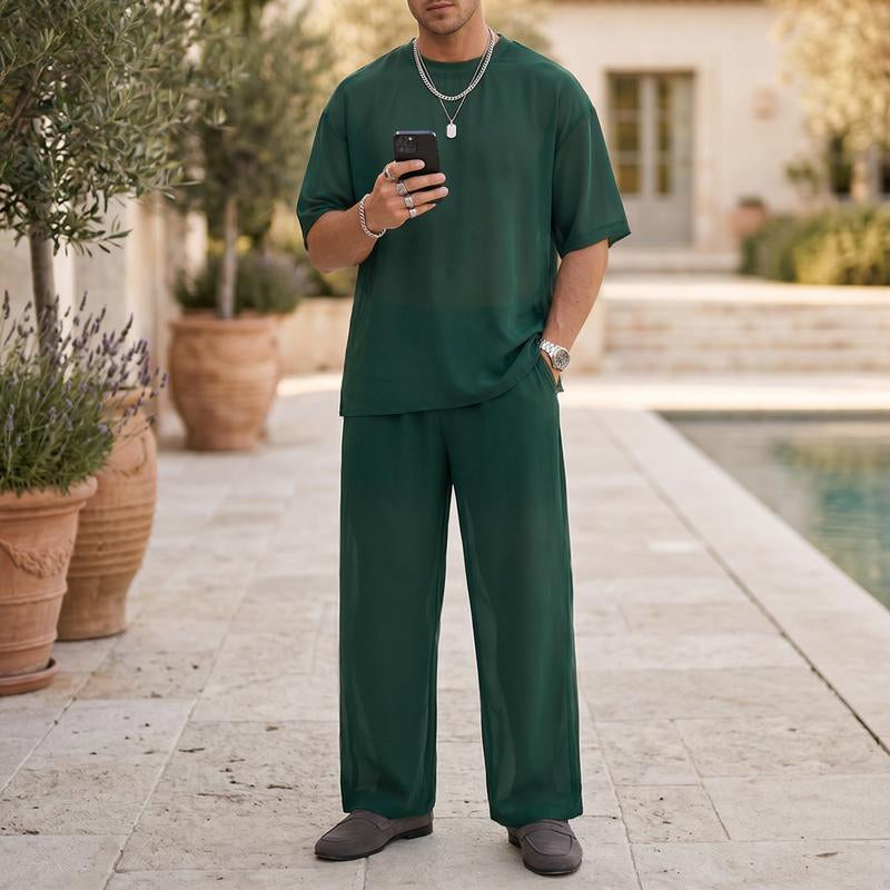 🎁Neuheiten 2026 – 50 % reduziert!💥 Herren-T-Shirt & weite Hose, 2-teiliges Set