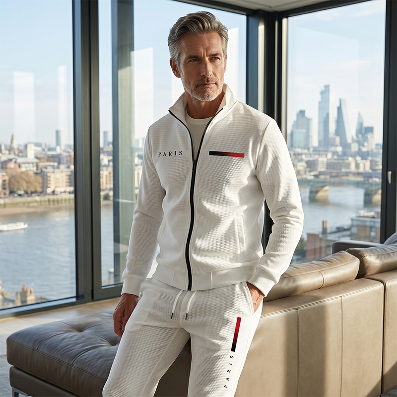 🧥 BEFRISTETES ANGEBOT – 50% RABATT! ✨ Herren-Bedrucktes Zip-Jacken- und Hosen-Set – Komplett, weich, lässig 🎨