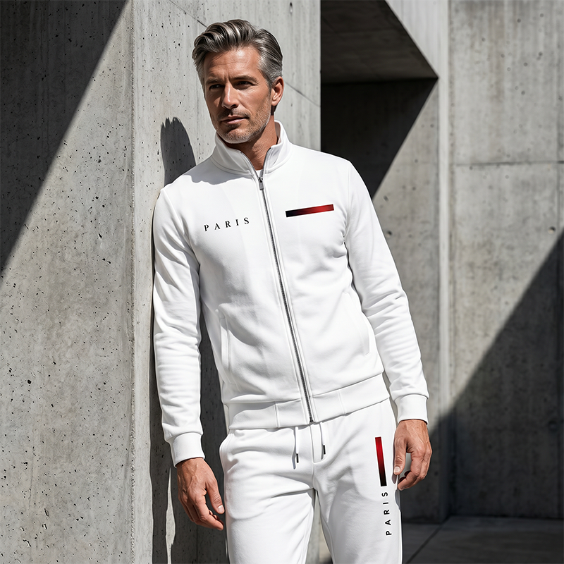 🧥 BEFRISTETES ANGEBOT – 50% RABATT! ✨ Herren-Bedrucktes Zip-Jacken- und Hosen-Set – Komplett, weich, lässig 🎨