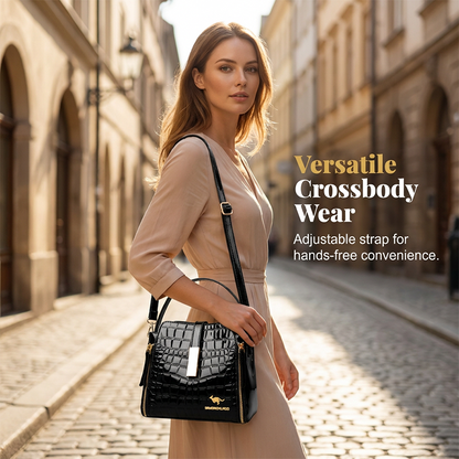 👜 BEGRENZTE ZEIT 50% RABATT! ✨ Glänzende Krokodilmuster Damenhandtasche – Strukturiert, Goldene Beschläge, Geräumig & Schick 💼