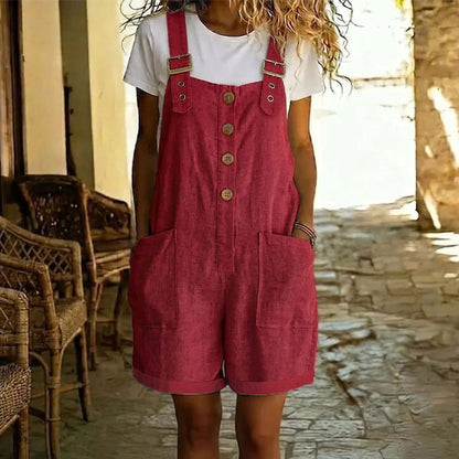 ⏰ 50 % RABATT – Nur für kurze Zeit ✨Damen Latzhose aus Baumwolle & Leinen 🌿 Gerade Geschnitten & Mit Taschen