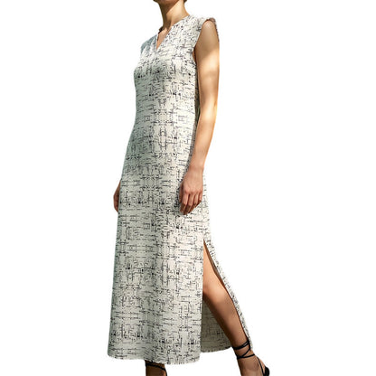 👗Letzter Tag im Angebot: 49 % Rabatt!👗Ärmelloses Maxikleid mit V-Ausschnitt und Seitenschlitz für Damen.