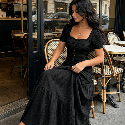 👗🌸 50% RABATT! Frauen Kleidungs-Set mit eckigem Ausschnitt & Maxirock – Elegant, luftig & zeitlos ✨