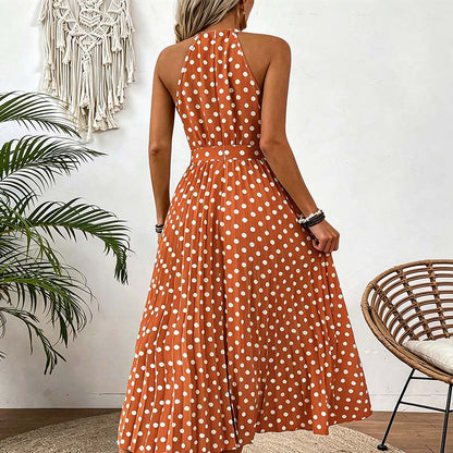 📢Mid-Season Sale: −50% nur für kurze Zeit⏰👗 Damen-Kleid mit Polka-Dot-Muster & Halsterneck – luftig, feminin & vielseitig für Sommer, Strand & Urlaub 🌸☀️