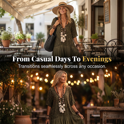👗📢 MID-SEASON SALE: −50% NUR FÜR KURZE ZEIT! Bohemian gestuftes Maxikleid mit Leopardenmuster – Wild, feminin & perfekt für Sommer, Strand & Festivals 🌿